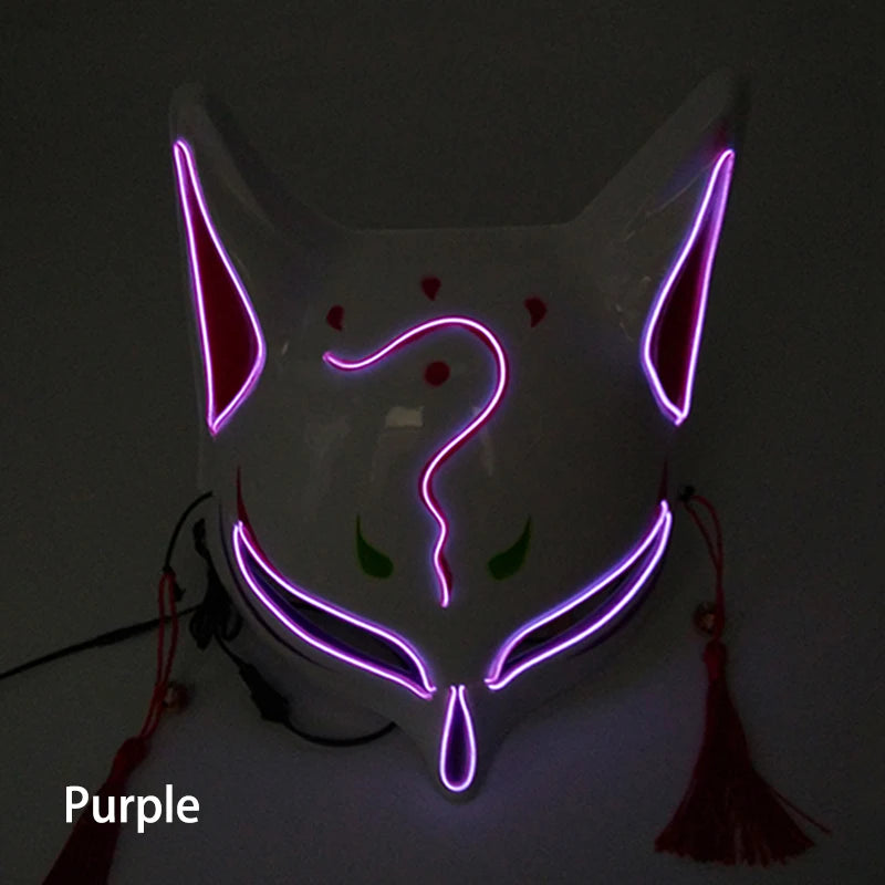 LED Neon Fox Mask – Light-Up Cosplay Mask with Multi-Flash Modes