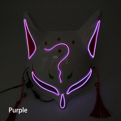 LED Neon Fox Mask – Light-Up Cosplay Mask with Multi-Flash Modes
