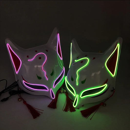 LED Neon Fox Mask – Light-Up Cosplay Mask with Multi-Flash Modes
