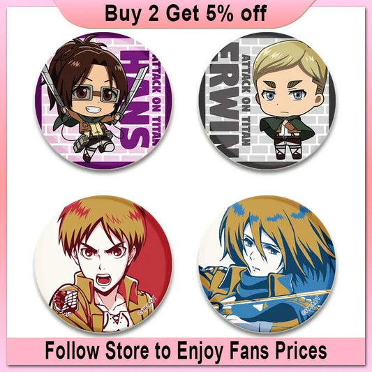 Attack on Titan Chibi Character Button Badge Set - Tokyowai