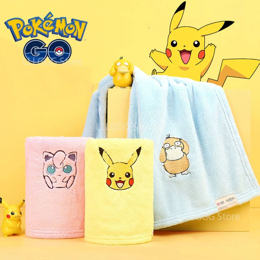 Pokémon GO Coral Fleece Face Towels – Pikachu, Psyduck & Jigglypuff (3 Variants)