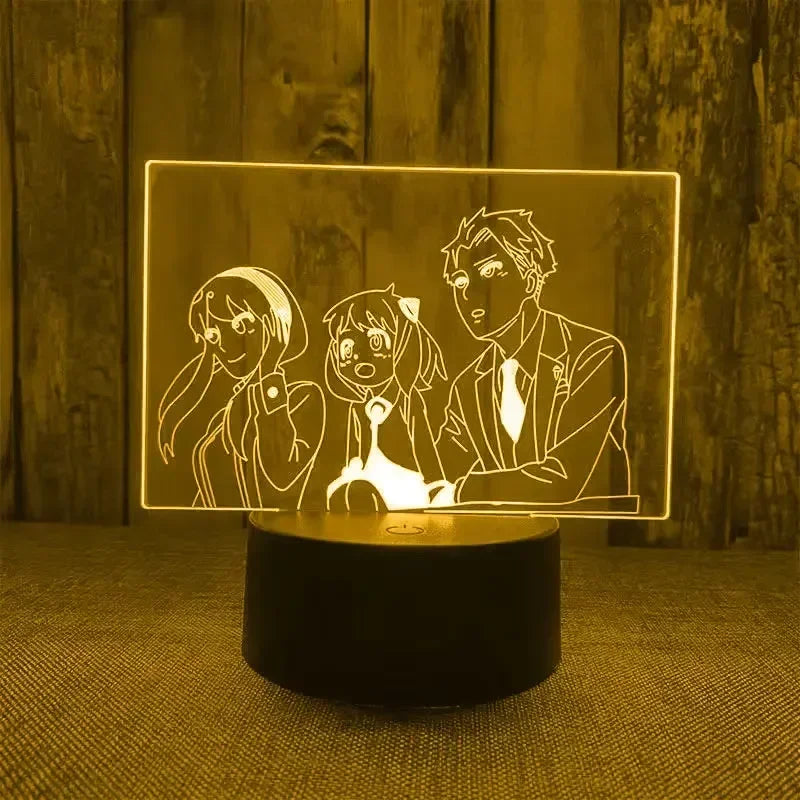 Spy x Family 3D LED Night Light – Loid, Yor & Anya Designs (Warm White)