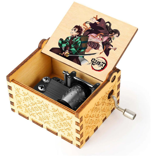 Demon Slayer “Gurenge” Wooden Music Box – Hand-Cranked Collectible