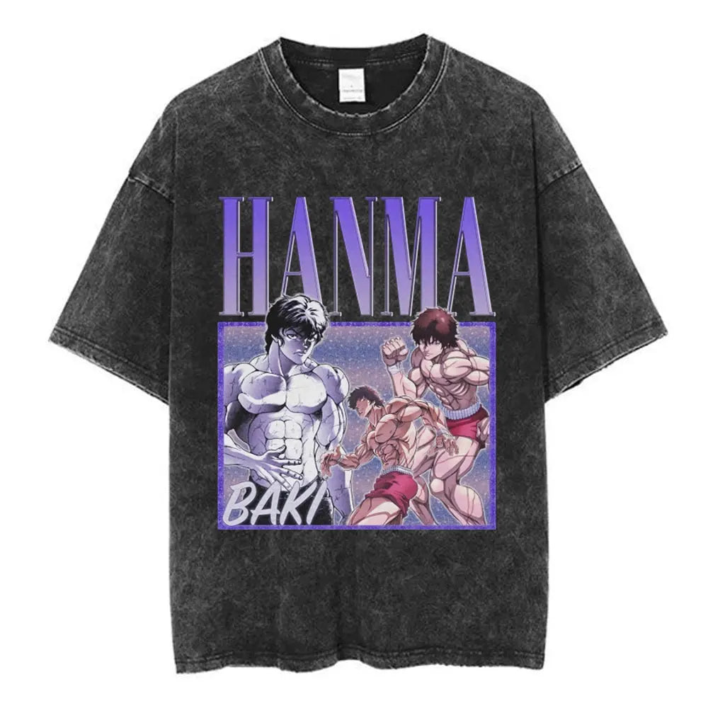 Vintage Washed T Shirt Baki The Grappler T-shirt