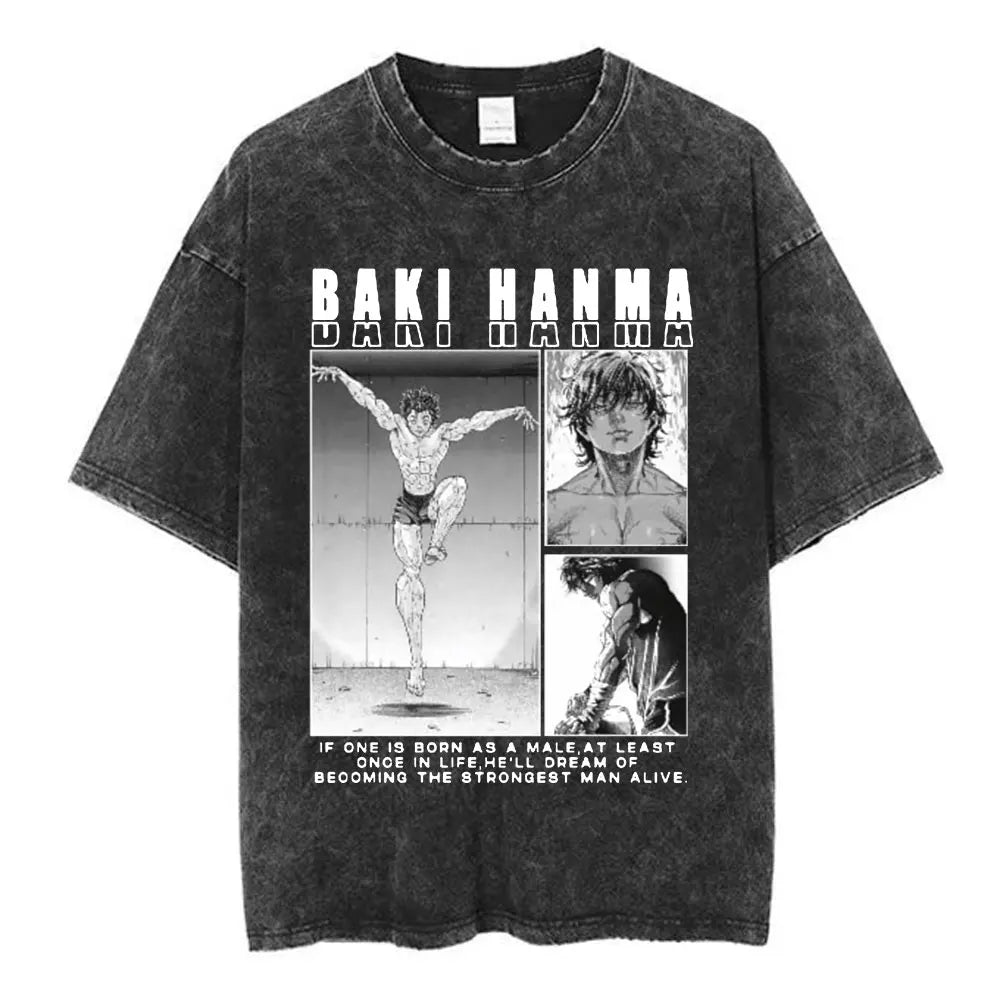 Vintage Washed T Shirt Baki The Grappler T-shirt