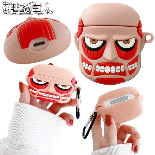 Attack on Titan Colossal Titan AirPods Case – Silicone Shockproof Cover with Clip