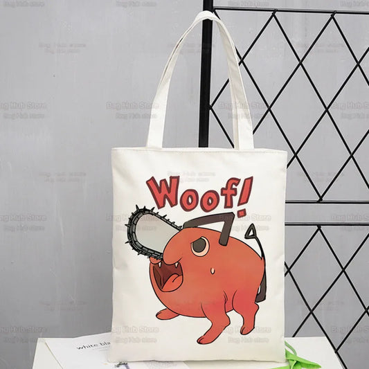 Chainsawman Kawaii Pochita Denji Canvas Shopping Bag - Tokyowai