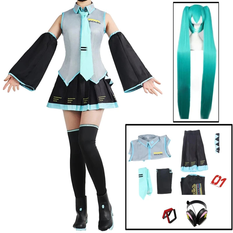Hatsune Miku Cosplay Costume Set – Full Vocaloid Outfit with Accessories - Tokyowai
