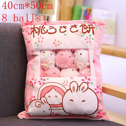 Pudding Adorable Plush Pillow Bag with Mini Animal Plushies – Perfect for Cuddling & Decor - Tokyowai