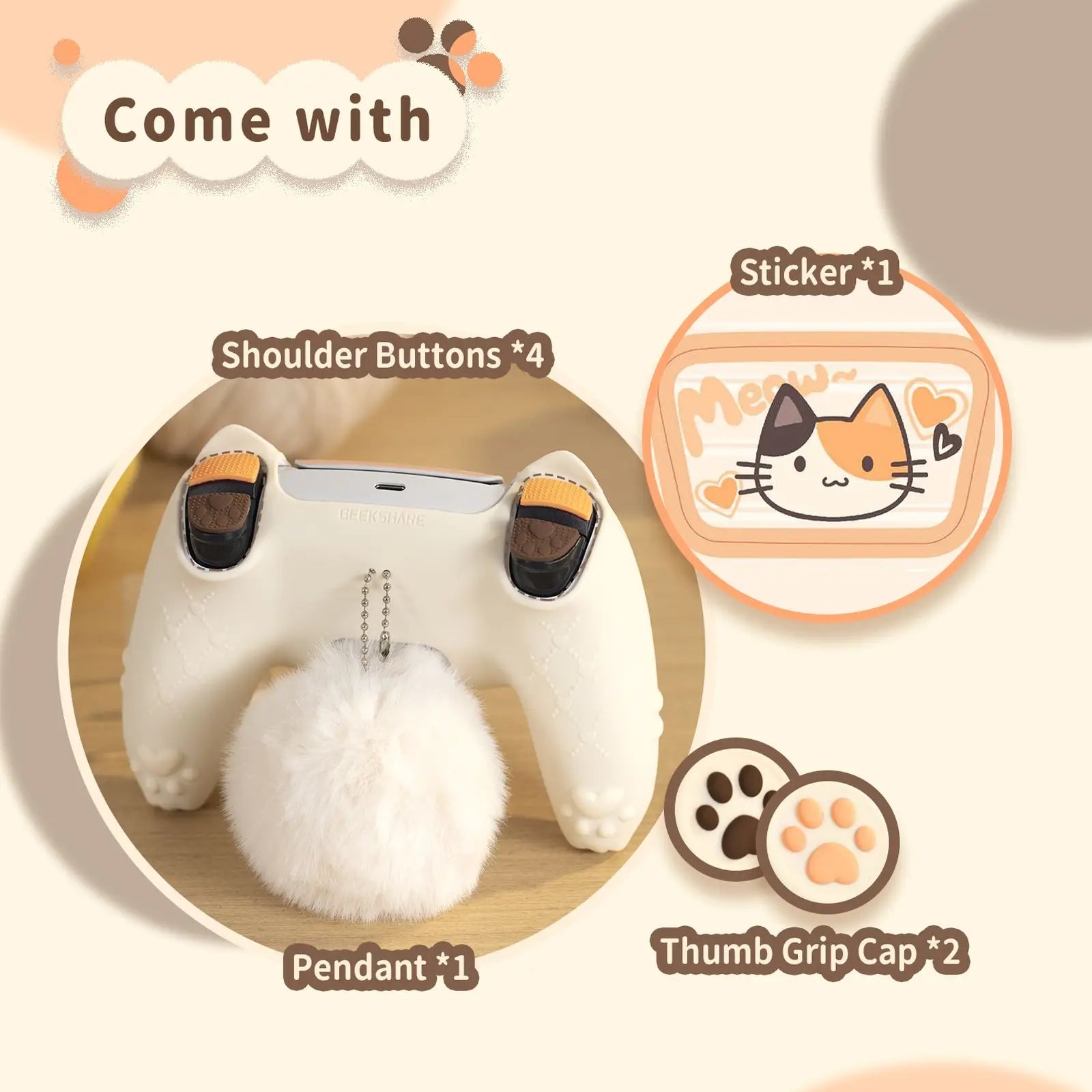 kawaii Neko Paw Silicone Controller Cover for PS5 - Tokyowai