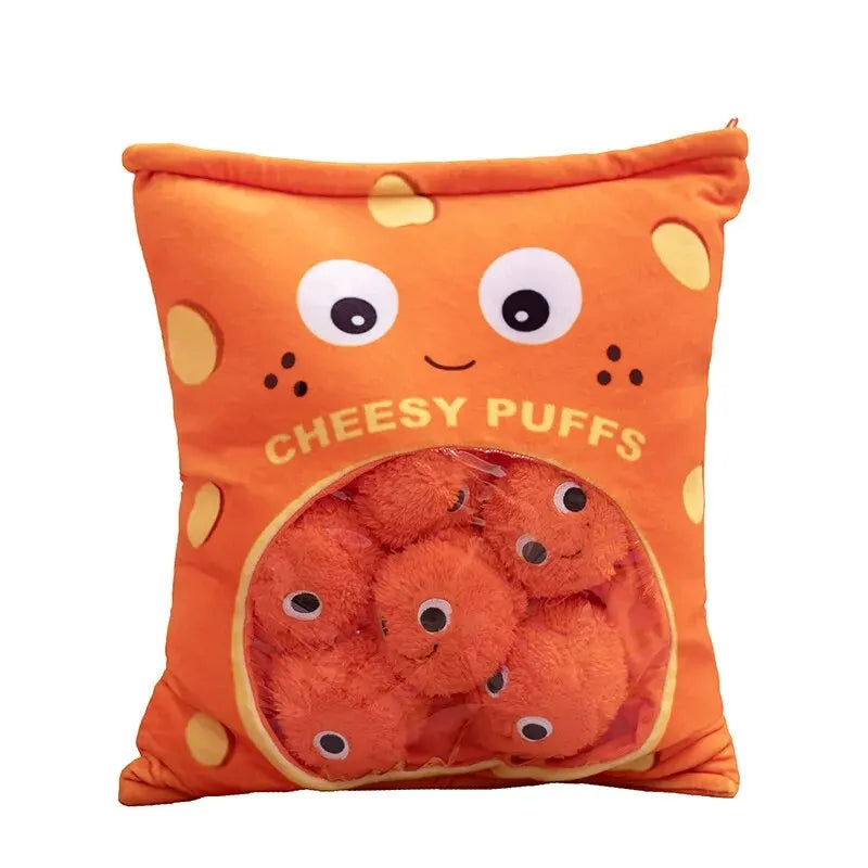 Pudding Cheesy Puffs Plush Pillow Set - Cuddle-Worthy Snack Plushies - Tokyowai